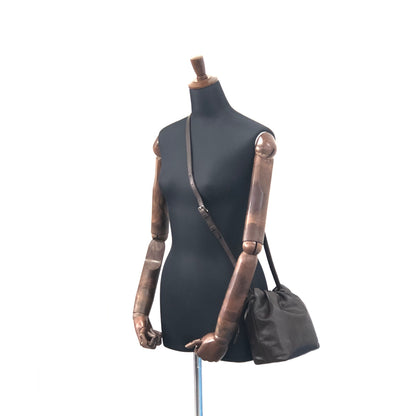 LOEWE Anagram Leather Drawstring Shoulder bag Brown Vintage zam3zr