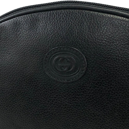 GUCCI GG Logo Leather Round Shoulder bag Black Vintage jgay4g