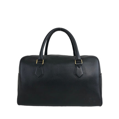 Yves Saint Laurent YSL Logo Leather Handbag Boston bag Black Vintage vmt4zv