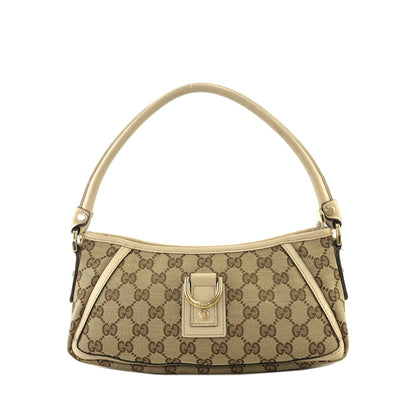 GUCCI GG Canvas Abbey Canvas Leather Handbag Hobobag Beige Vintage 4sabsd