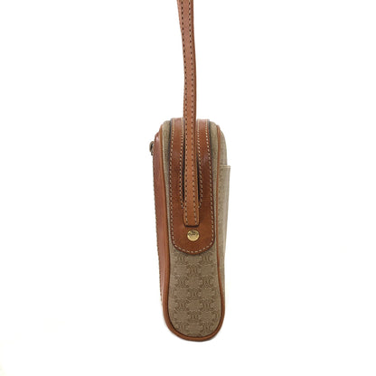 CELINE Macadam Blason Logo Motif  Front Zipper Shoulder bag Beige Vintage u8nhjb