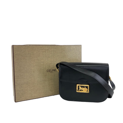 CELINE 馬車皮革斜背包 黑色 復古 whhjwf 