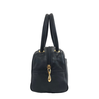 LOEWE Anagram Leather Handbag Black Vintage vpng2m