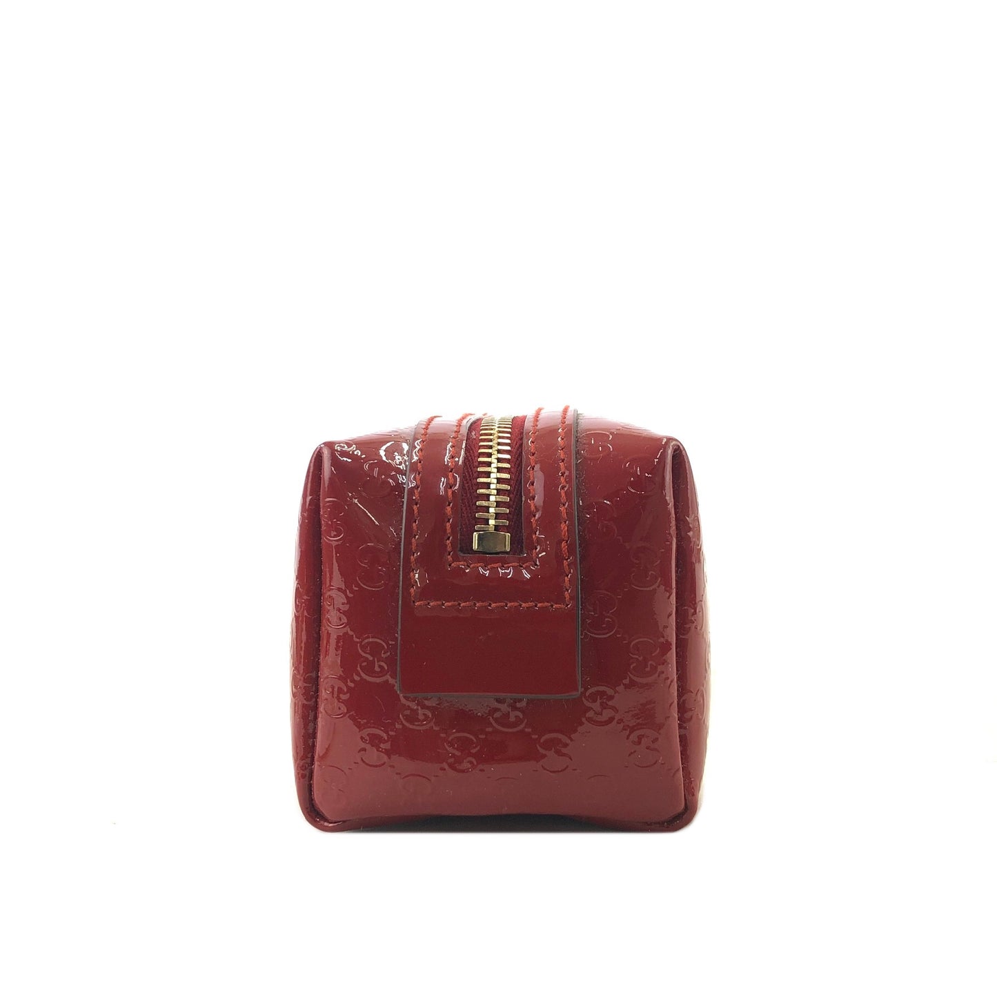 GUCCI GG Pattern Patent Leather Pouch Red Vintage 57pbbg