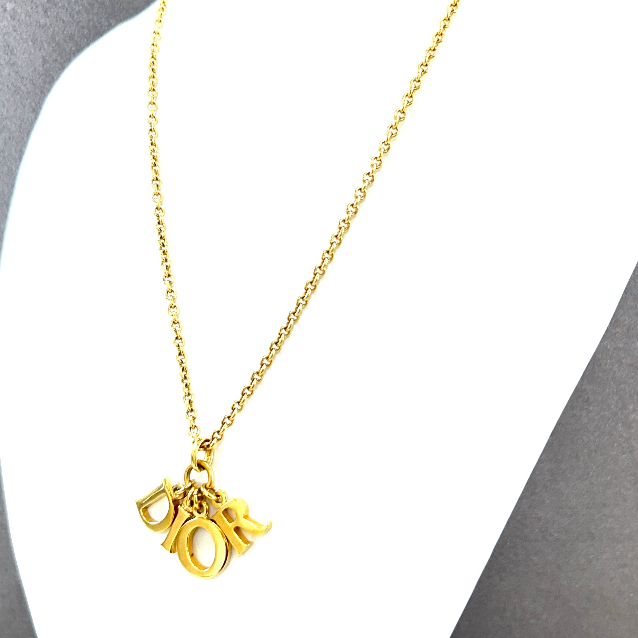 Christian Dior Vintage Rhinestone Logo Necklace Jewelry Accessory Gold  RankAB | eBay