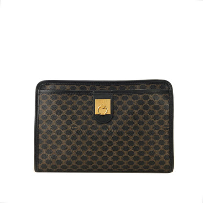 CELINE Macadam Gancini Clutch bag Black Vintage kr8u47