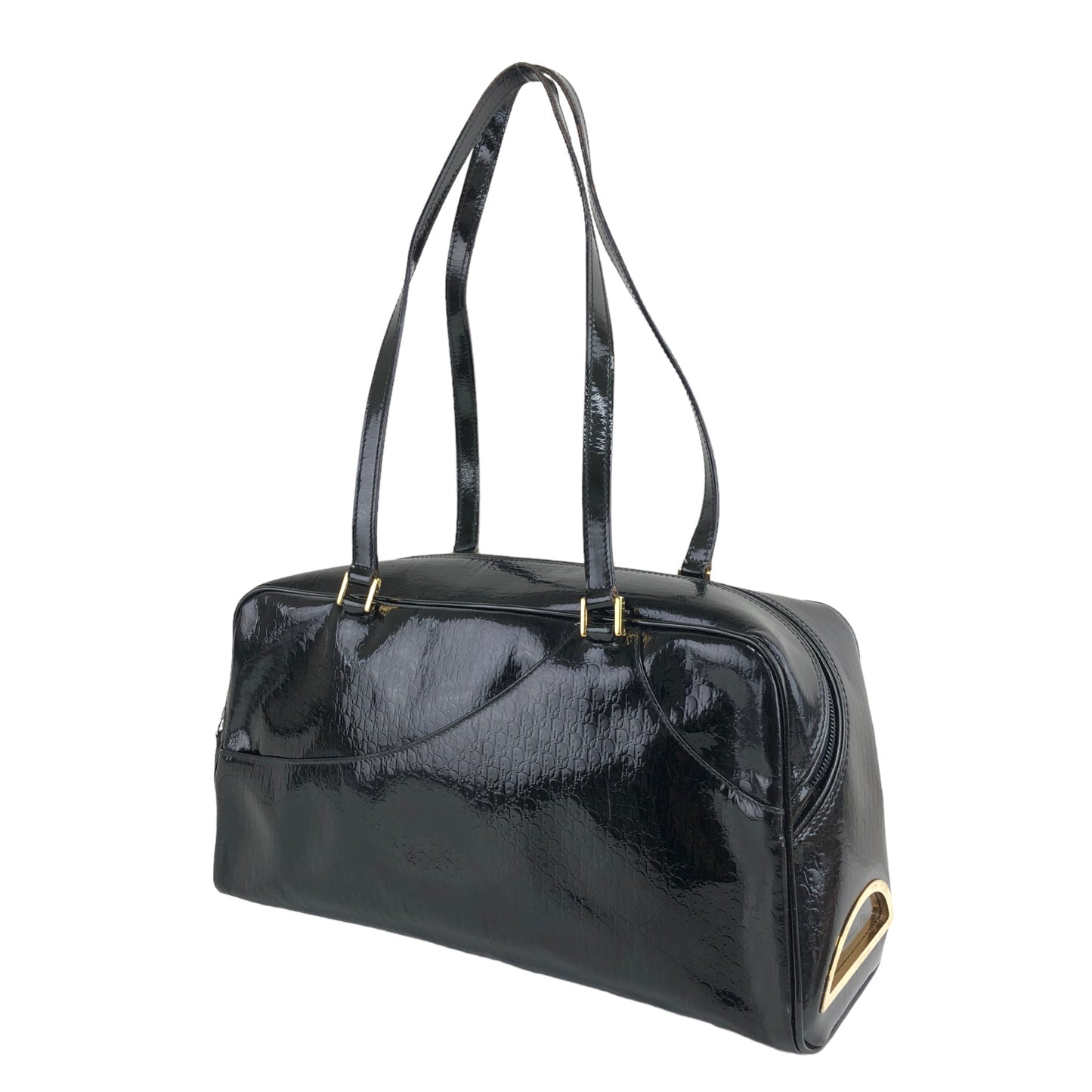 Christian Dior Trotter Patent Leather Small Boston bag Shoulder bag Black Vintage 4rr6sd