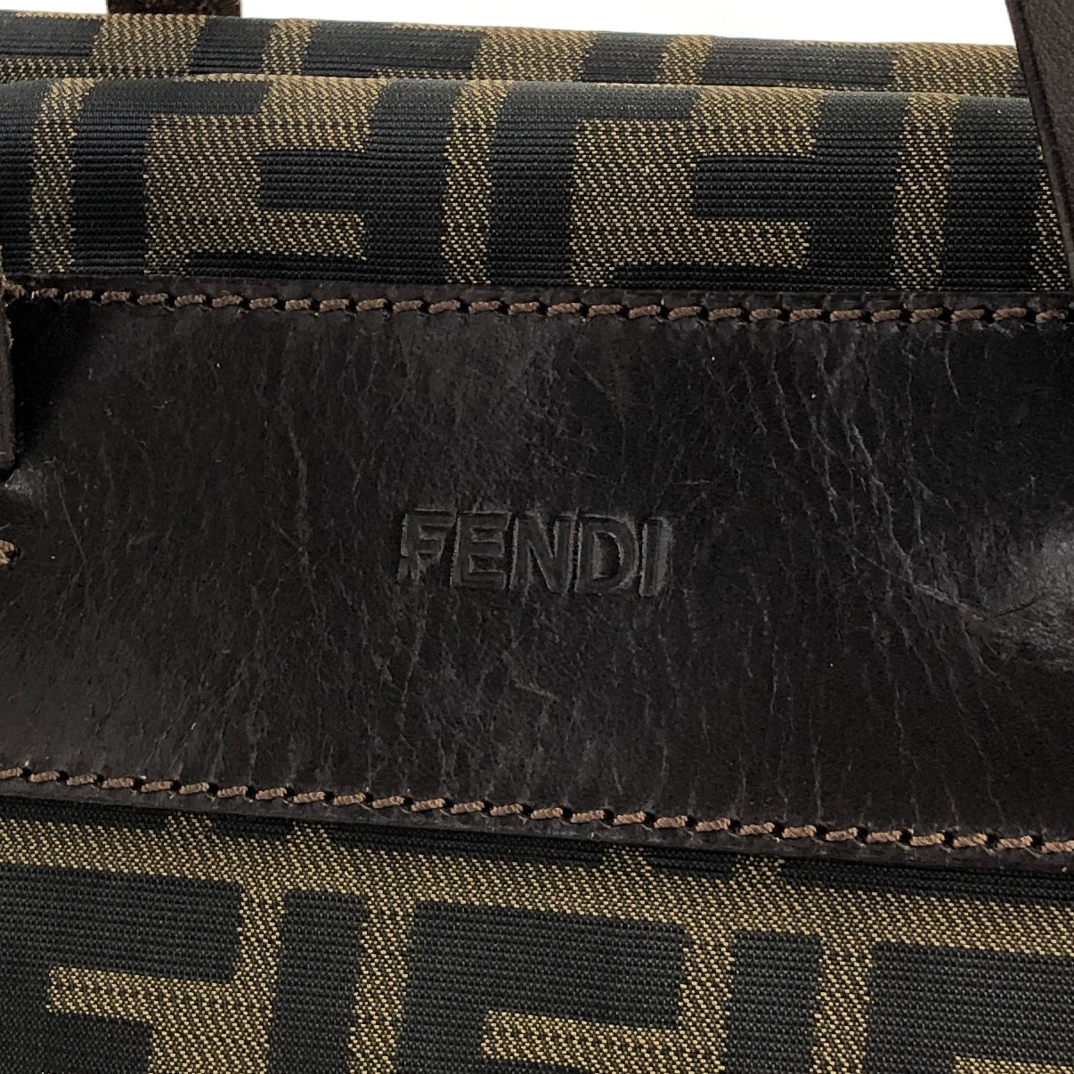 FENDI Zucca Jacquard Handbag Brown Vintage iche7s