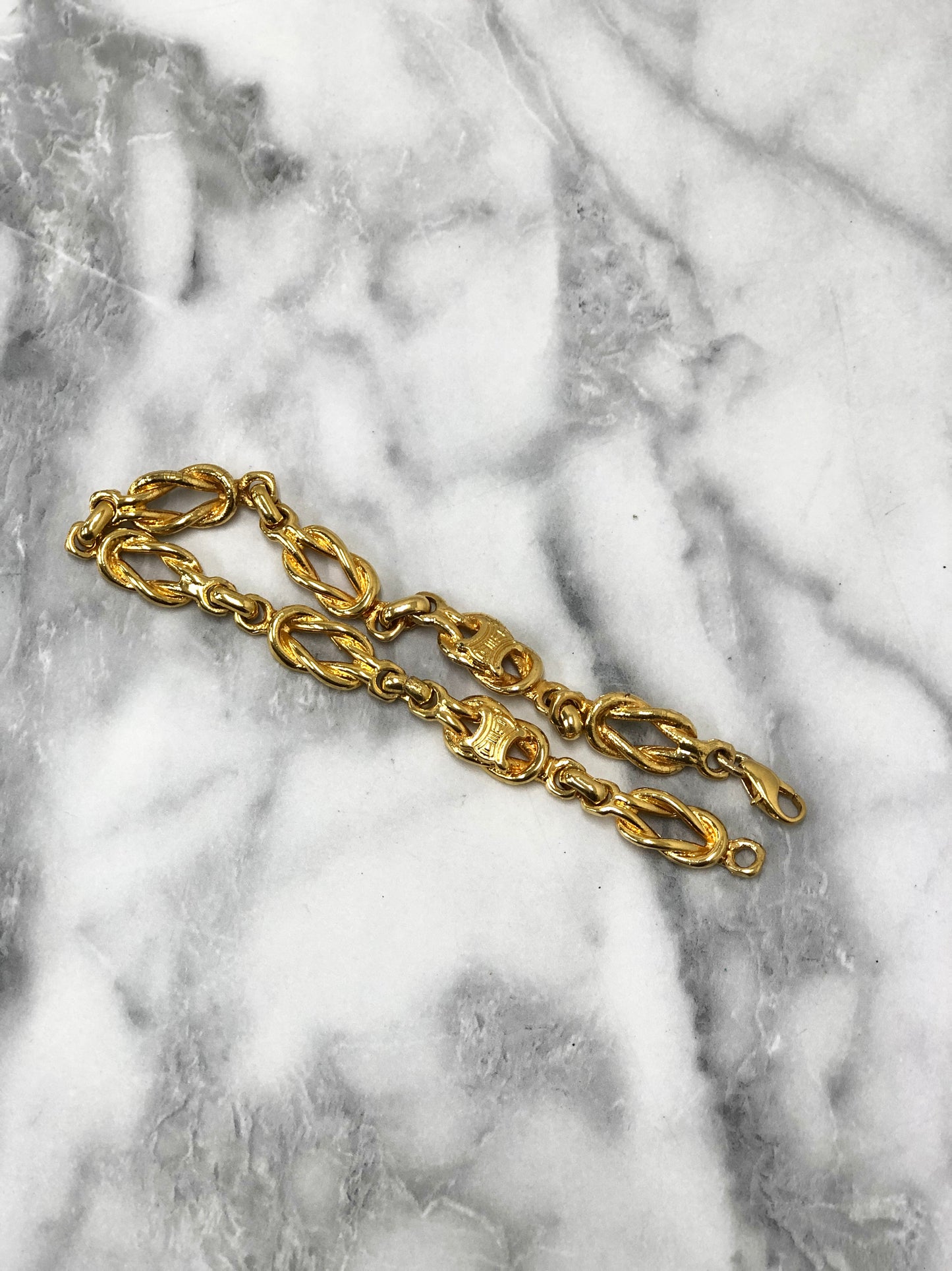 CELINE Triomphe Blason Logo Motif Bracelet Gold Vintage ka2wpr