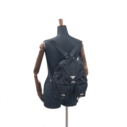 PRADA Triangle Logo Double pocket Nylon Backpack Black Vintage e2jimd