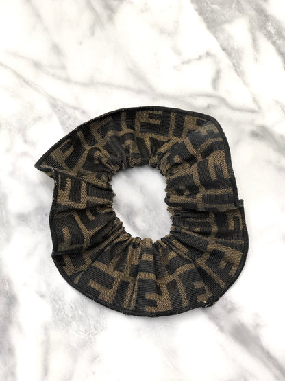 FENDI Zucca Jacquard Hair Accessories Scrunchie Brown Vintage xr2b8a