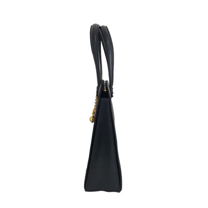 CELINE Starball 凱旋門吊飾皮革手提包黑色復古 3hfzux 