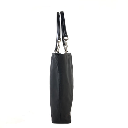 PRADA Triangle Logo Nylon Handbag Black Vintage v542yk
