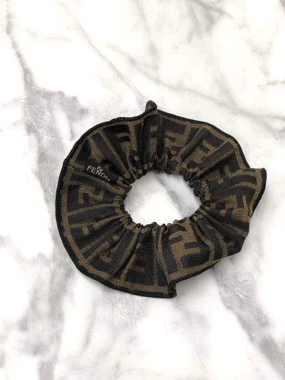 FENDI Zucca Jacquard Hair Accessories Scrunchie Brown Vintage xr2b8a