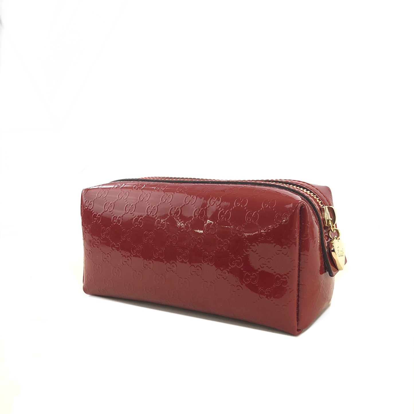 GUCCI GG Pattern Patent Leather Pouch Red Vintage 57pbbg