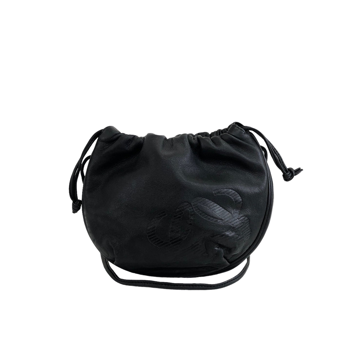 LOEWE Anagram Leather Drawstring Small Shoulder bag Black Vintage z8wxmx