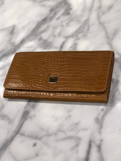 CELINE 標誌圖案皮革長皮夾 棕色 復古 45j62z 