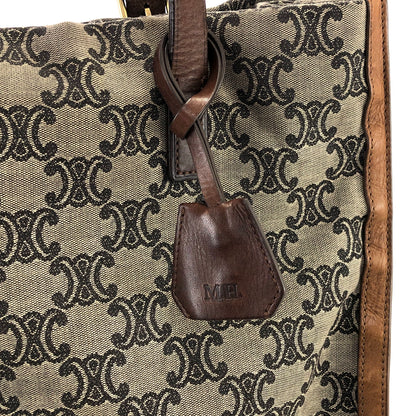 CELINE Blason Canvas Leather Totebag Brown Vintage 28perr