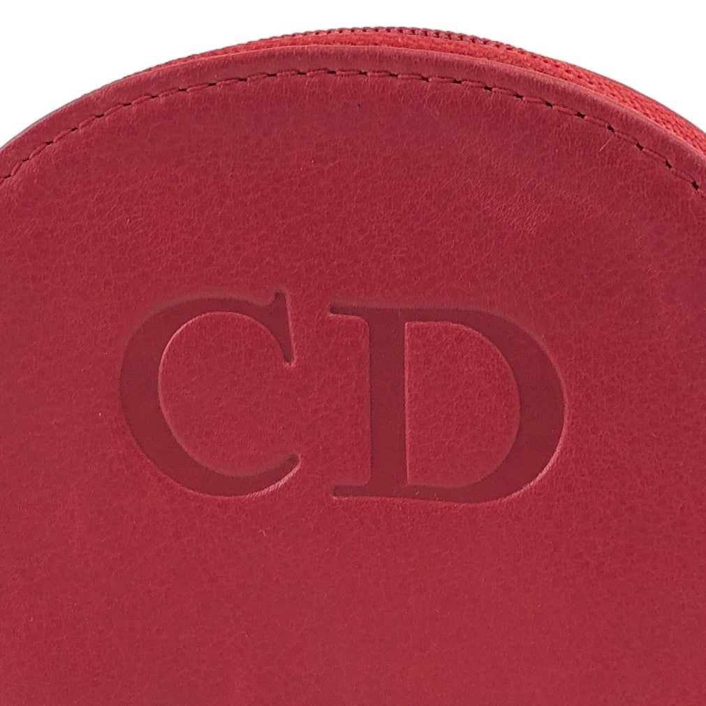 Christian Dior CD Logo Leather Coin Purse Red Vintage d57gp4