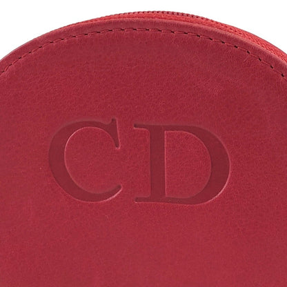 Christian Dior CD Logo Leather Coin Purse Red Vintage d57gp4