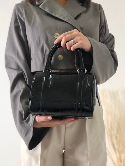 Christian Dior Trotter Patent Leather Handbag Boston bag Black Vintage ckzjdp