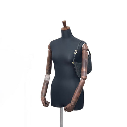 GUCCI GG Canvas Leather Small Handbag Hobobag Black Vintage 2egrki