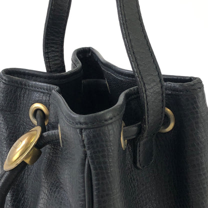 Christian Dior Logo Motif Leather Drawstring Shoulder bag Black Vintage gk34h7