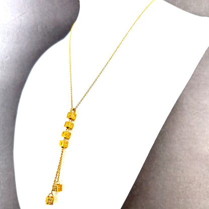 Christian Dior Logo Cube Necklace Gold Vintage zzytms