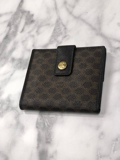 CELINE Macadam Leather Folded Wallet Brown Vintage iusmee
