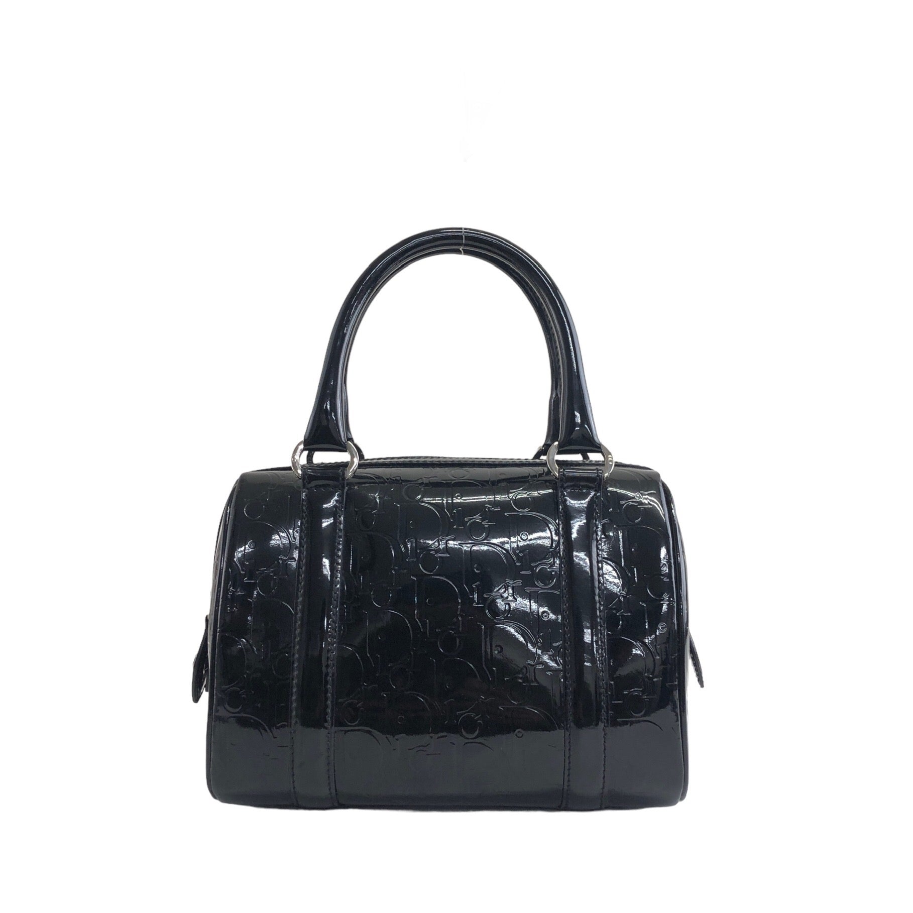 Christian Dior Trotter Patent Leather Handbag Boston bag Black Vintage  ckzjdp