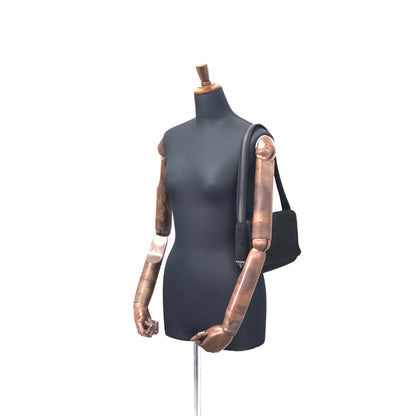 PRADA Triangle Logo Knit Shoulder bag Hobobag Black Vintage bdfyh6