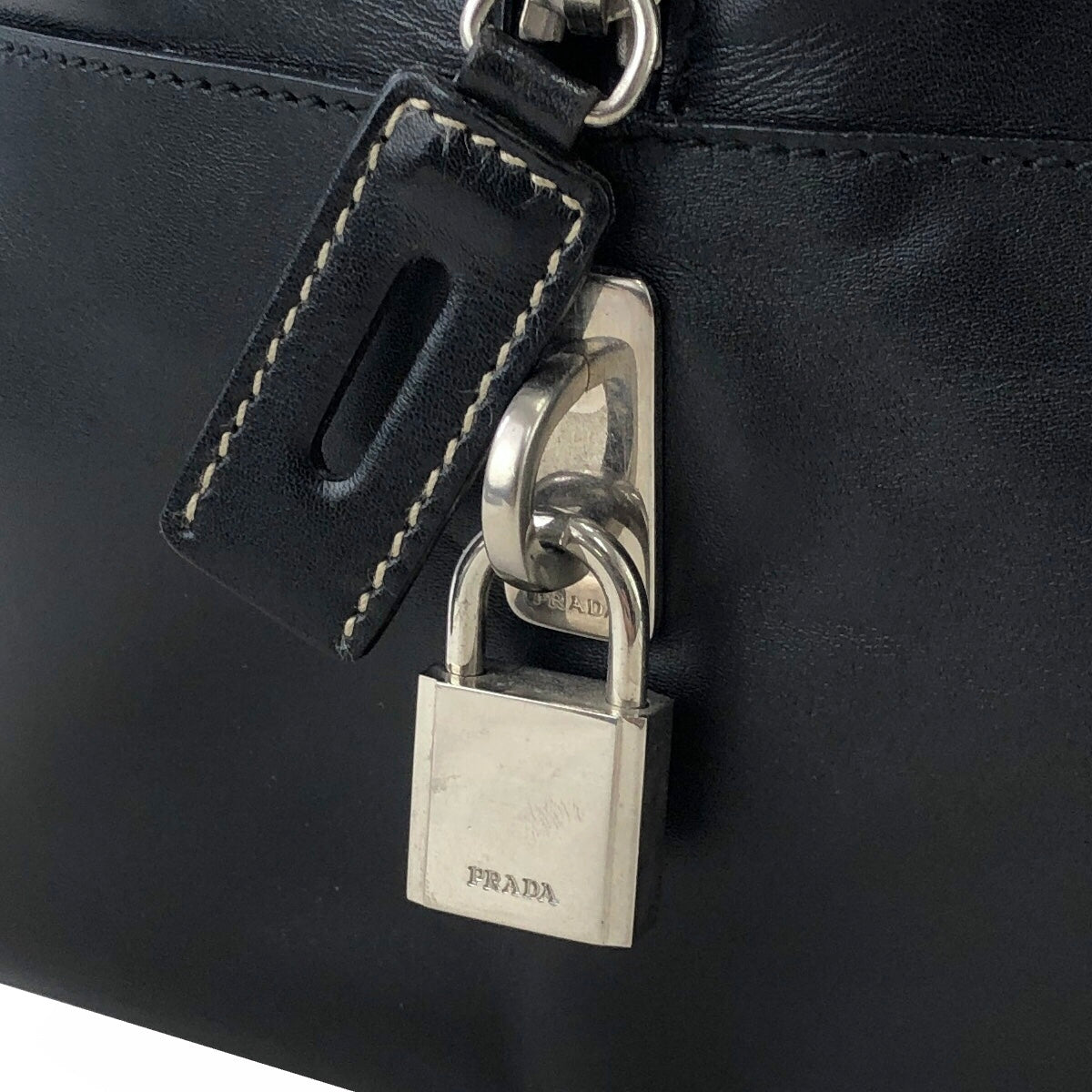 PRADA Leather Two-way Handbag Shoulder bag Boston bag Black Vintage uxvrch