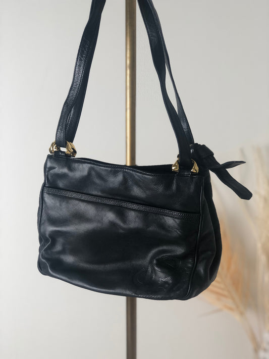 LOEWE Anagram Leather Shoulder bag Black Vintage dghip7