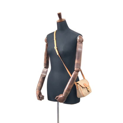 CELINE Macadam Blason Leather Shoulder bag Beige Vintage 78bcka
