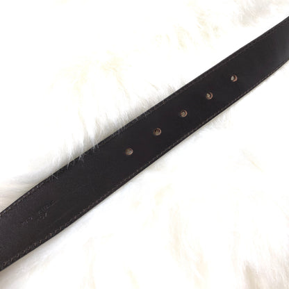 CELINE 馬車鱷魚壓花皮革腰帶棕色復古 rpydy6 