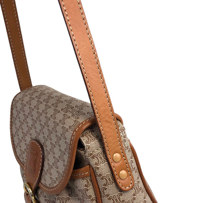 CELINE Macadam Front Buckle Flap Small Shoulder bag Crossbody Beige Vintage wbbars