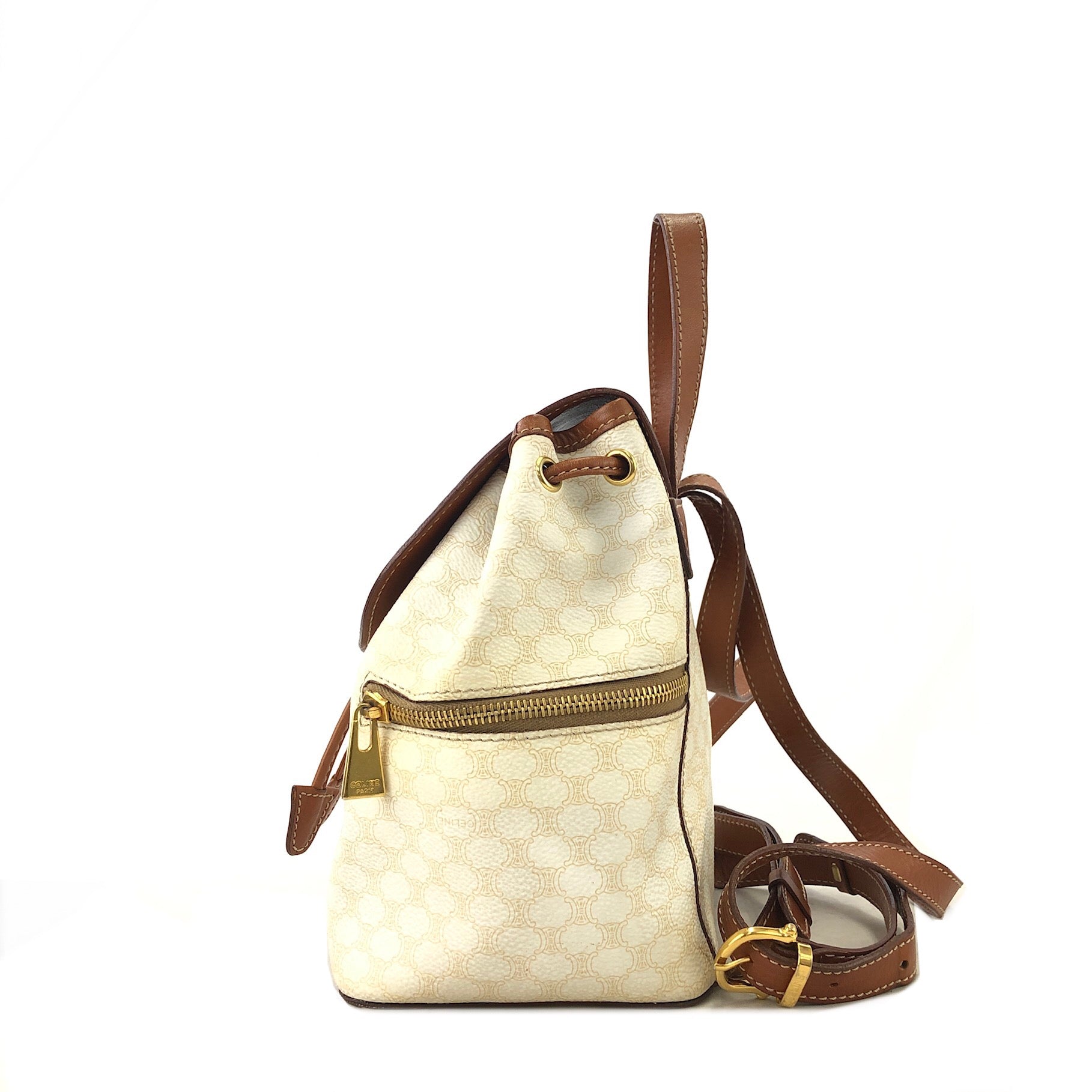 CELINE Macadam Blason Backpack White Vintage wih3fy