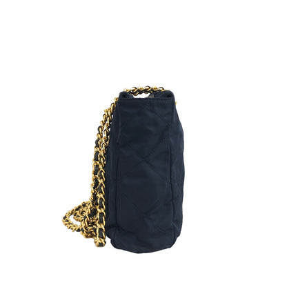 PRADA Triangle Logo Quilted Nylon Chain Shoulder bag Navy Vintage nx4t3z