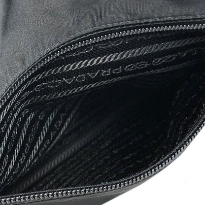 PRADA Triangle Logo Nylon Handbag Boston bag Black Vintage aki77w