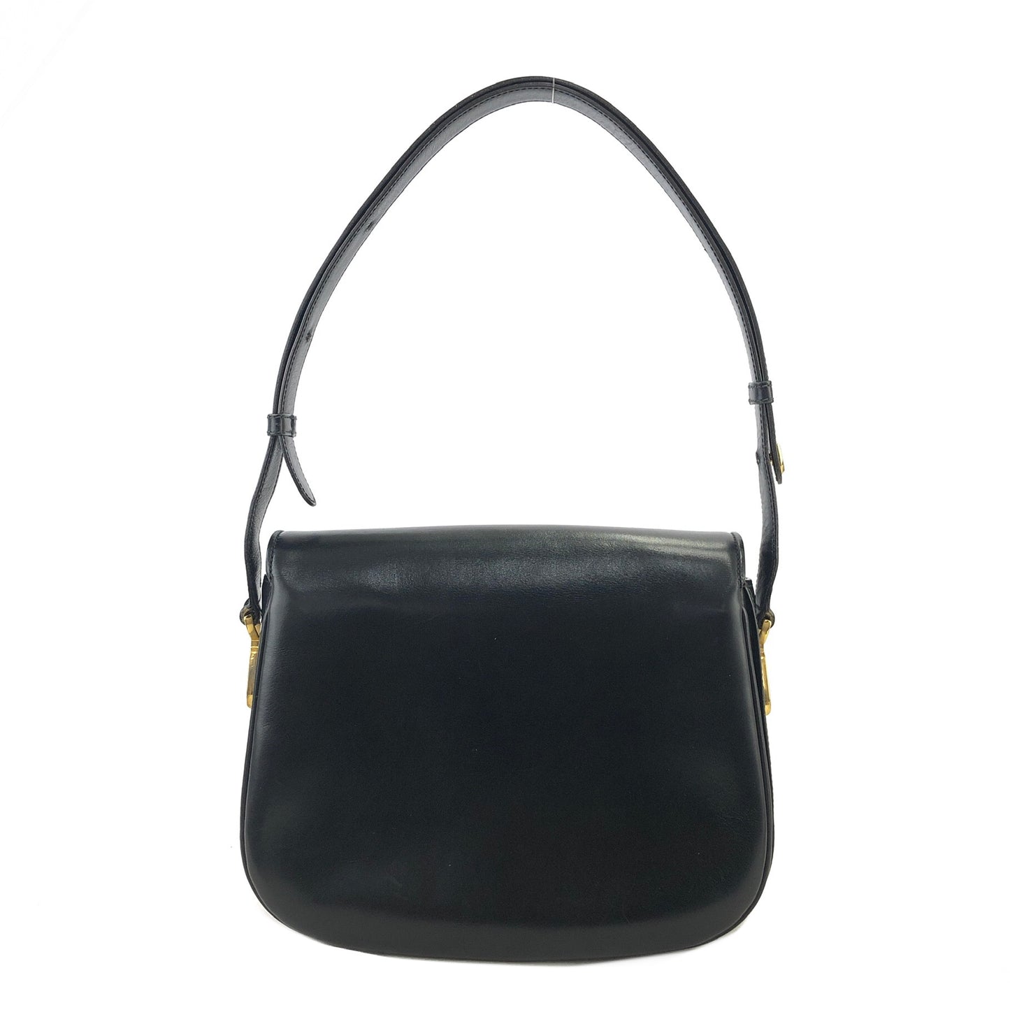 CELINE Triomphe Leather Two-way Handbag Shoulder bag Black Vintage eykfkf