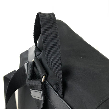 PRADA Triangle Logo Double pocket Nylon Backpack Black Vintage e2jimd