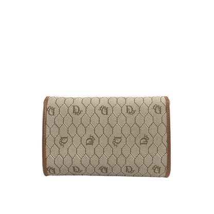Christian Dior 蜂巢紋 PVC 皮革鏈條單肩包 米色復古 kcpzag 