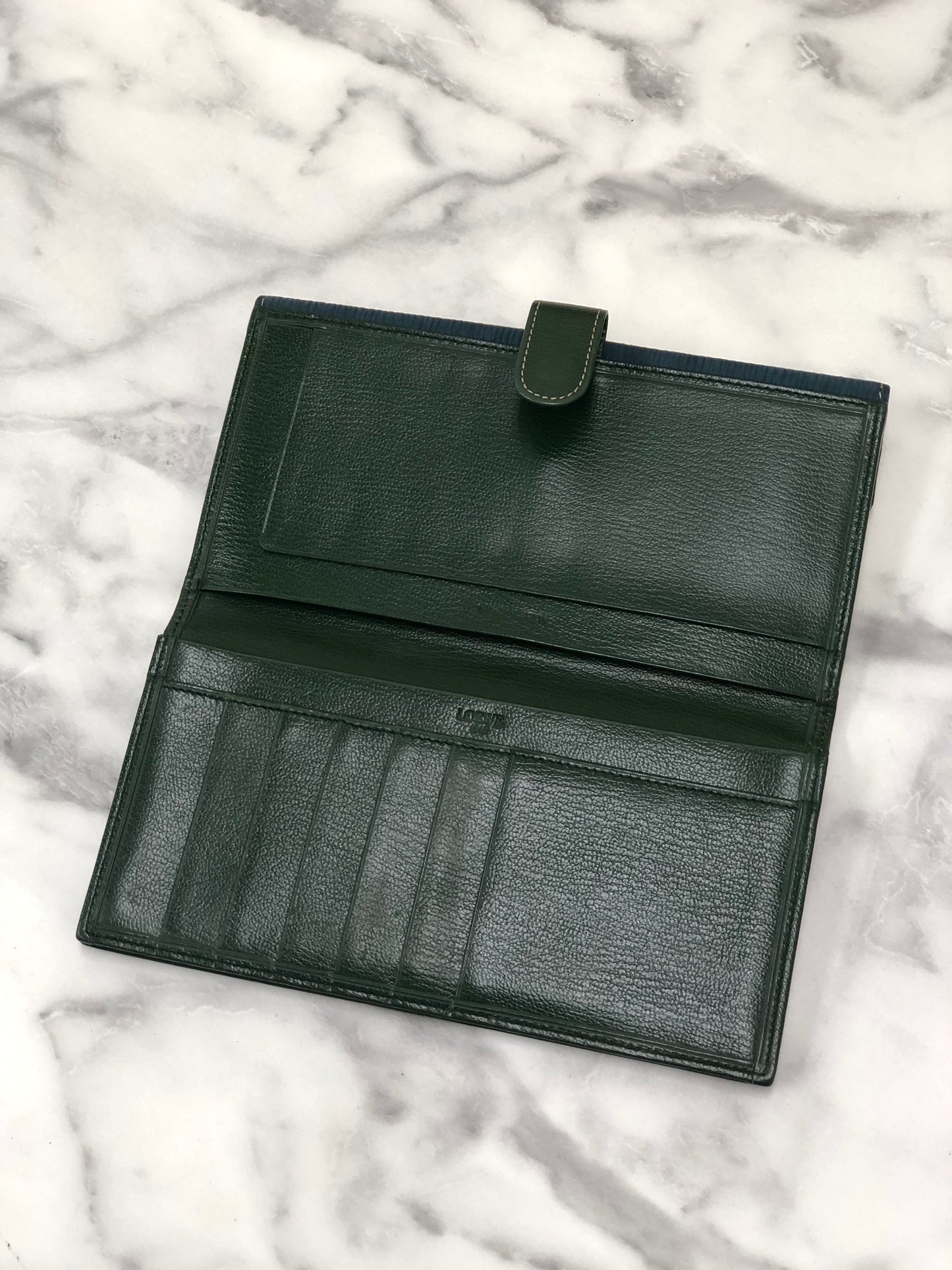 LOEWE Velazquez Leather Long Wallet Green Vintage j4d7xm