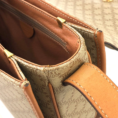 CELINE Macadam Gancini Crossbody Shoulder bag Beige Vintage kx4dhy