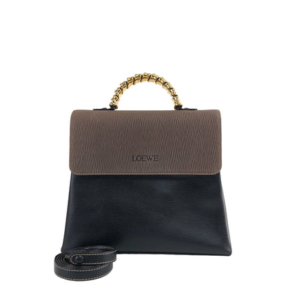 LOEWE Velazquez 金屬手柄皮革兩用手提包 單肩包 黑色,棕色 復古 zpbizw