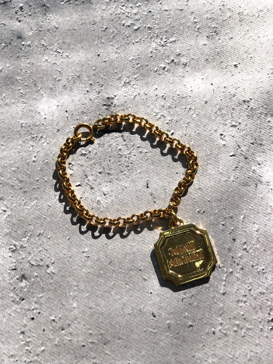 CELINE Logo Charm Bracelet Gold Vintage idkj6v