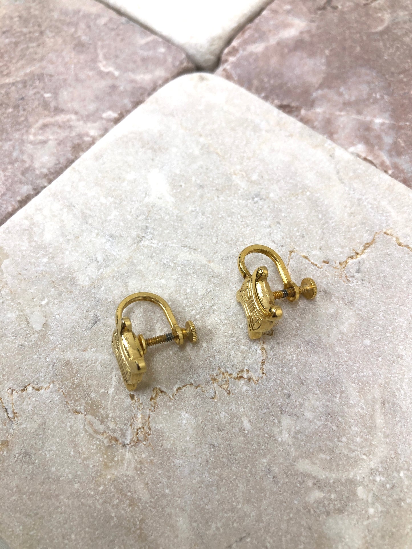 CELINE Triomphe Earrings Gold Vintage azikms