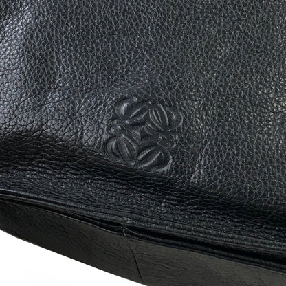 LOEWE Anagram Logo Motif Embossed Tassel Leather Drawstring Shoulder bag Black Vintage xpf265