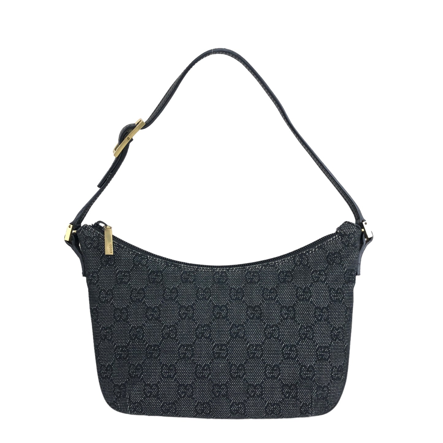 GUCCI GG Canvas Leather Small Handbag Hobobag Black Vintage 2egrki