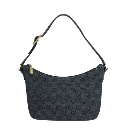 GUCCI GG Canvas Leather Small Handbag Hobobag Black Vintage 2egrki